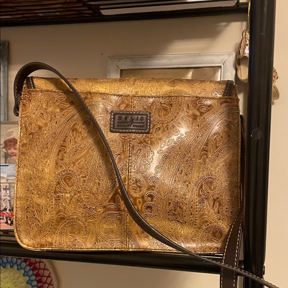 Relic Embossed Paisley Crossbody in Tan